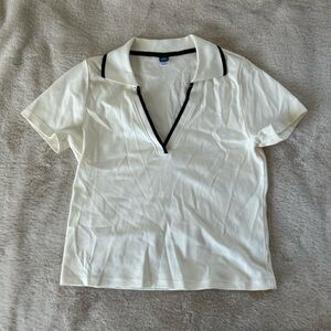 Old Navy White Crop Top with Black Trim